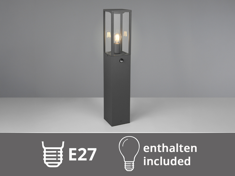LED Pollerleuchte mit Bewegungsmelder in Anthrazit, Höhe 80cm