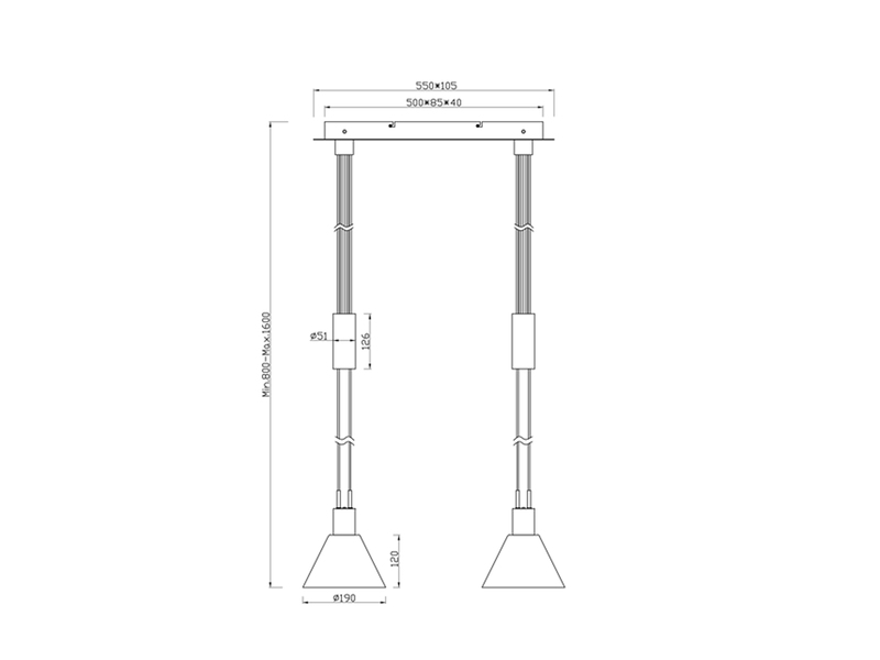 Höhenverstellbare Pendelleuchte STANLEY 2-flammig mit Glasschirmen Weiß B: 55cm