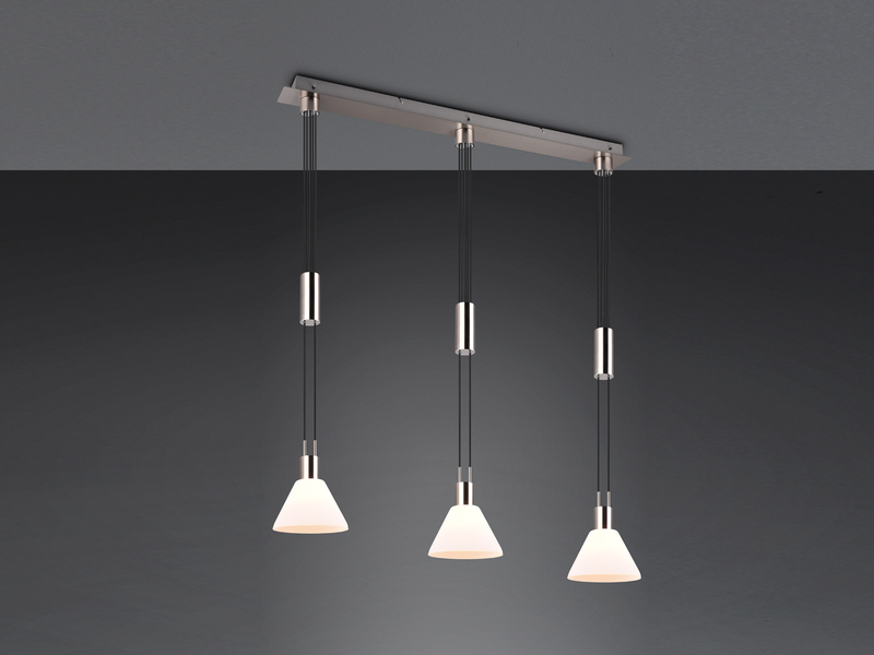 Massive Pendelleuchte Fresnel Uno 3 – Höhenverstellbar, Integrierte LED 7,5 W, Aluminium/Glas (90x9x160 Cm)