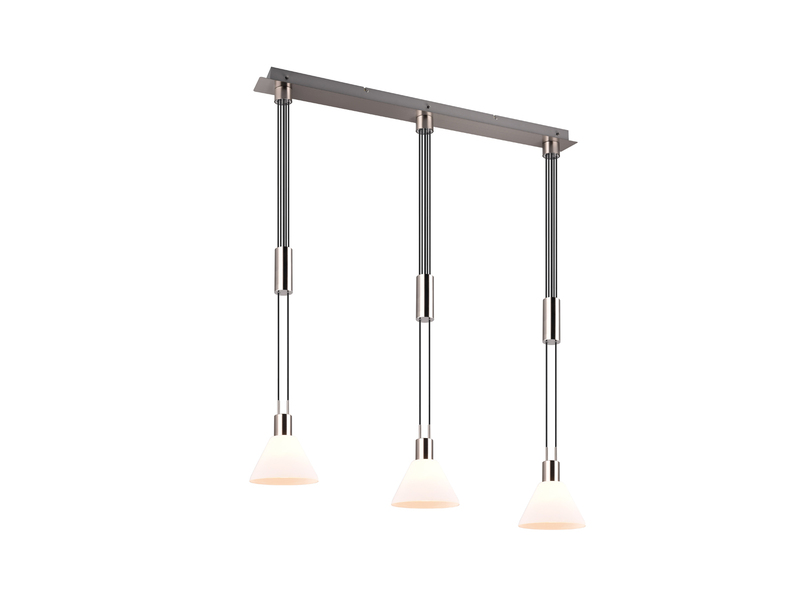 Höhenverstellbare LED Pendelleuchte 3-flammig mit Glasschirmen Weiß Breite 95cm