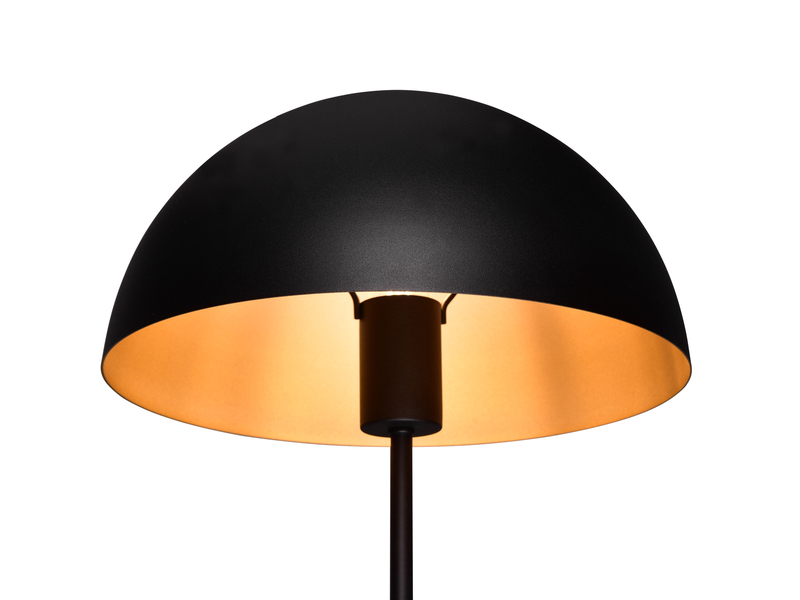 Große Tischleuchte NOLA Pilzlampe aus Metall Schwarz innen Gold, Höhe 45cm