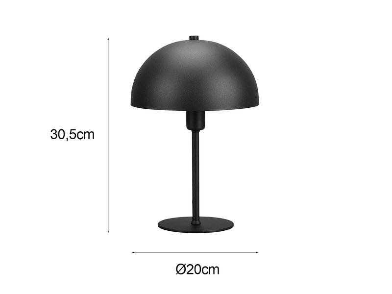 Tischleuchte NOLA aus Metall Schwarz, Lampenschirm innen Gold, Höhe 30cm