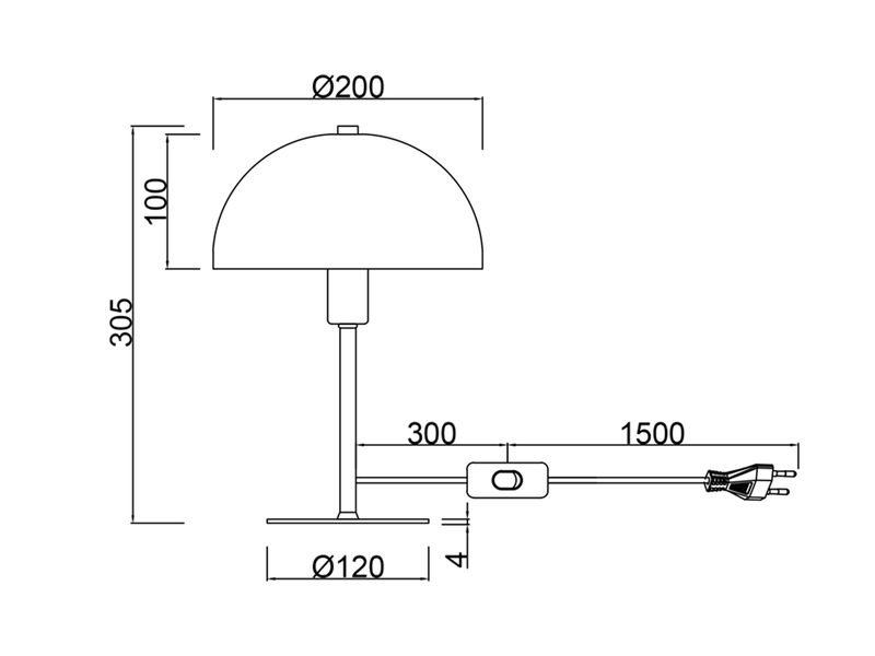 Tischleuchte NOLA aus Metall Weiß in Pilzform, Höhe 30cm