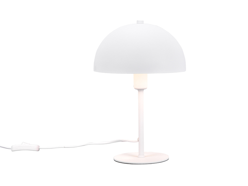 Kleine LED Tischleuchte aus Metall Weiß in Pilzform, Höhe 30cm