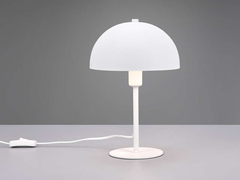 Kleine LED Tischleuchte aus Metall Weiß in Pilzform, Höhe 30cm
