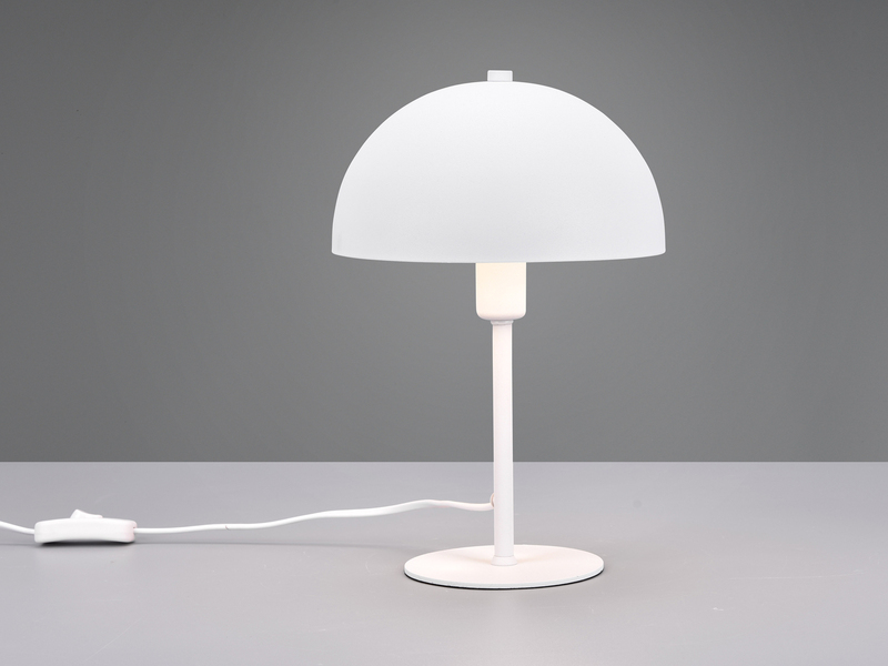 Tischleuchte Pilzlampe aus Metall in Weiß mit E14 LED, Höhe 30cm