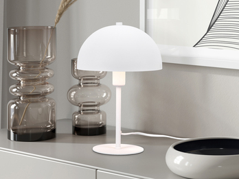Tischleuchte Pilzlampe aus Metall in Weiß mit E14 LED, Höhe 30cm Tischleuchte Pilzlampe aus Metall in Weiß mit E14 LED, Höhe 30cm