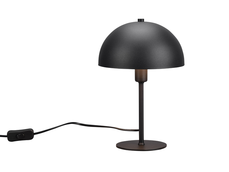 Tischleuchte Pilzlampe aus Metall Schwarz innen Gold mit E14 LED, Höhe 30cm