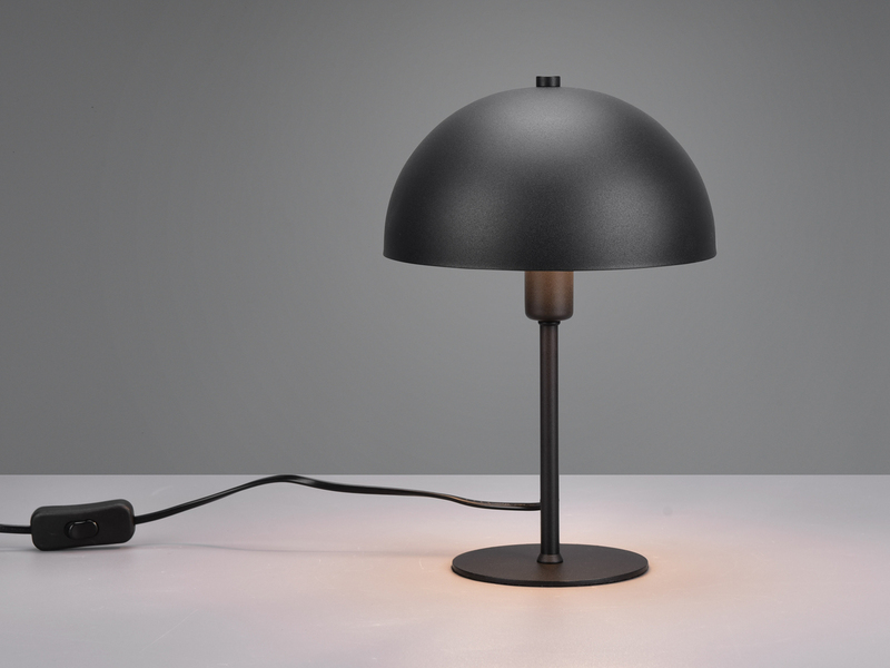 Tischleuchte Pilzlampe aus Metall Schwarz innen Gold mit E14 LED, Höhe 30cm