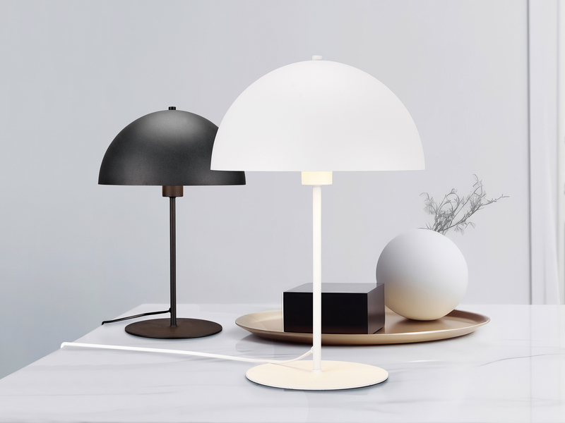 Tischleuchte Pilzlampe aus Metall Schwarz innen Gold mit E14 LED, Höhe 30cm