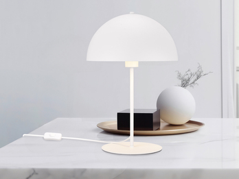 Große Tischleuchte Pilzlampe aus Metall in Weiß mit E27 LED, Höhe 45cm Große Tischleuchte Pilzlampe aus Metall in Weiß mit E27 LED, Höhe 45cm