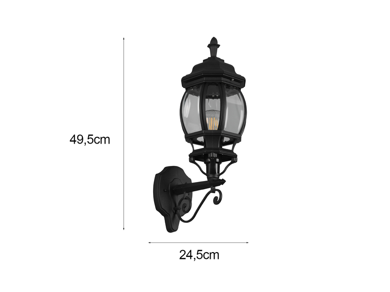 Außenwandleuchte ELVO Laterne stehend, Aluminium Schwarz Höhe 49cm