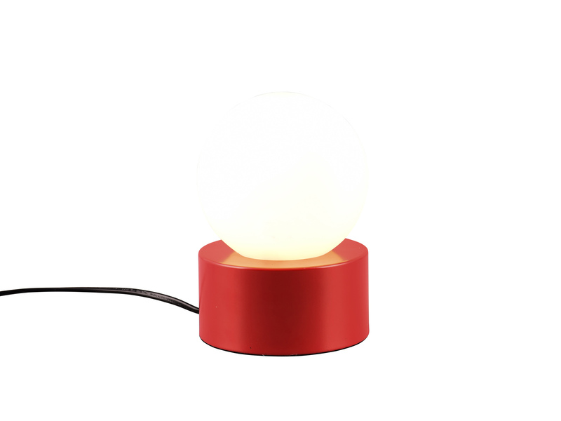 LED Tischleuchte Retro Style mit Touch-Funktion, Glasschirm Weiß, Rot Ø12cm