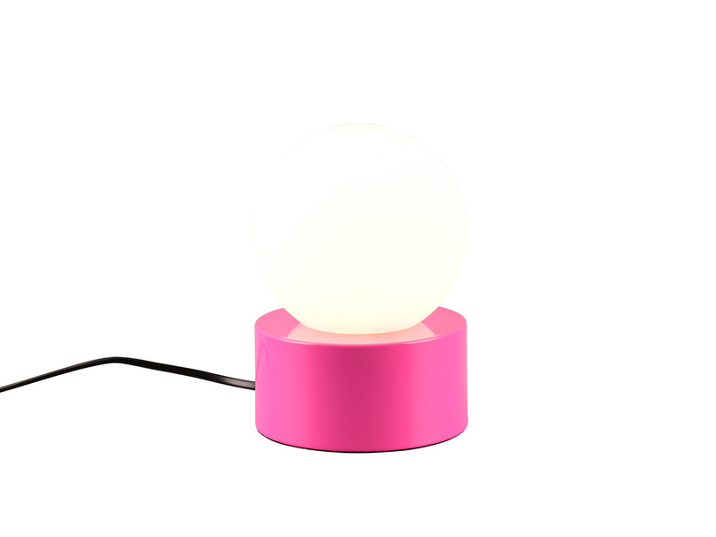 LED Tischleuchte Retro Style mit Touch-Funktion, Glasschirm Weiß, Pink Ø12cm