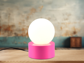LED Tischleuchte Retro Style mit Touch-Funktion, Glasschirm Weiß, Pink Ø12cm