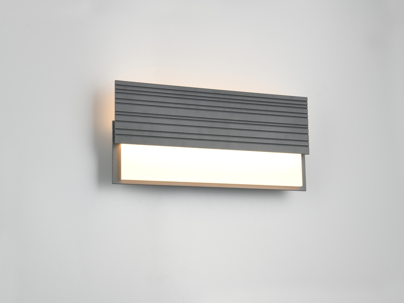 Flache LED Außenwandleuchte MARIZA aus Aluminium in Anthrazit, Breite 40cm