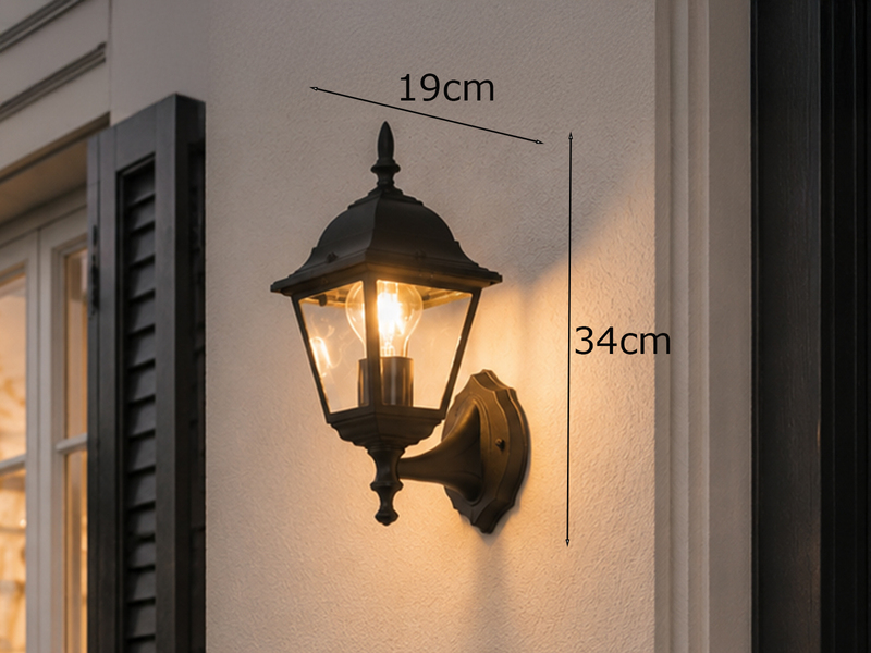 Außenwandleuchte LIVENZA Laterne stehend, Aluminium Schwarz, Höhe 34cm