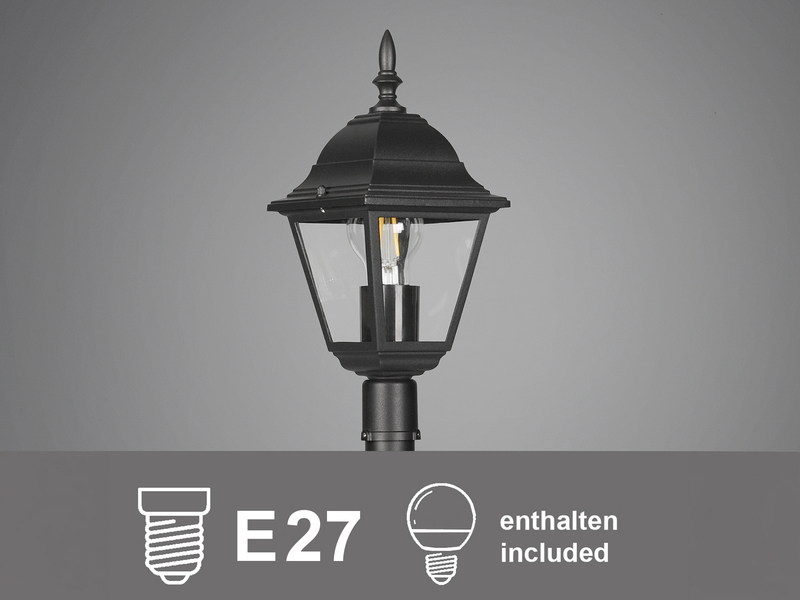 Wegeleuchte Aluminium Schwarz, Gartenlaterne mit E27 LED, Höhe 100cm