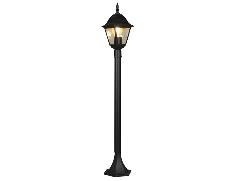 Wegeleuchte Aluminium Schwarz, Gartenlaterne mit E27 LED, Höhe 100cm