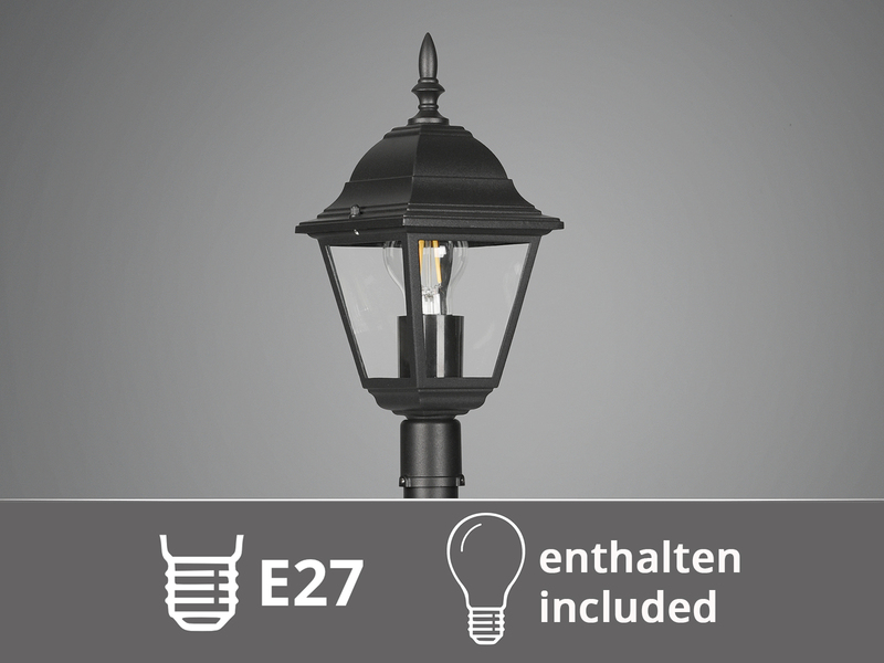 Wegeleuchte Aluminium Schwarz, Gartenlaterne mit E27 LED, Höhe 100cm