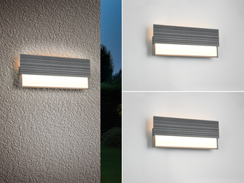 2er Set flache LED Außenwandleuchten aus Aluminium in Anthrazit, Breite 40cm