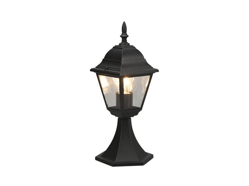 Außen Sockelleuchte Aluminium Schwarz, Gartenlaterne mit E27 LED, Höhe 39cm