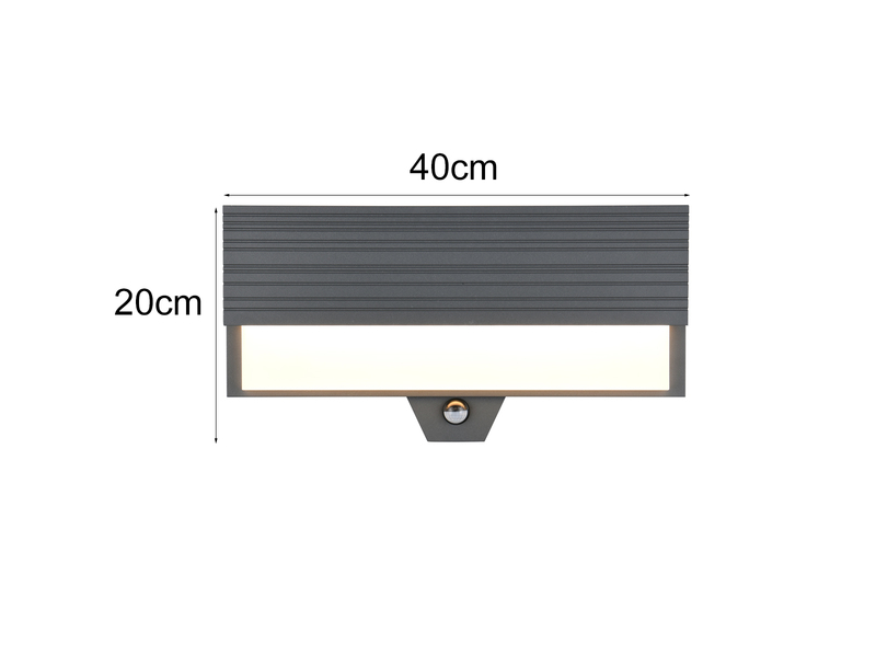 2er Set flache LED Außenwandleuchten mit Bewegungsmelder Anthrazit, Breite 40cm