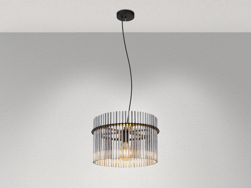 Pendelleuchte GORLEY mit Rauchglas Stäben, Ø 40cm