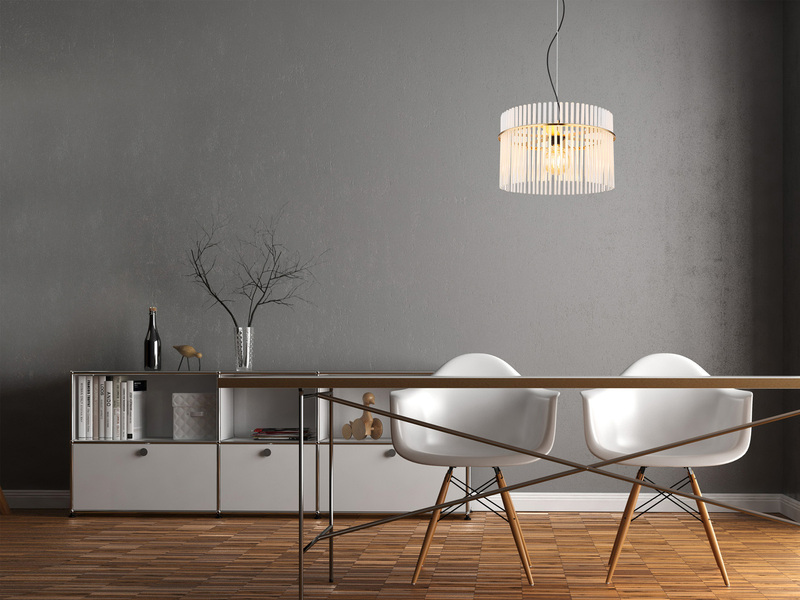 Pendelleuchte GORLEY mit transparenten Echtglas Stäben, Ø 40cm