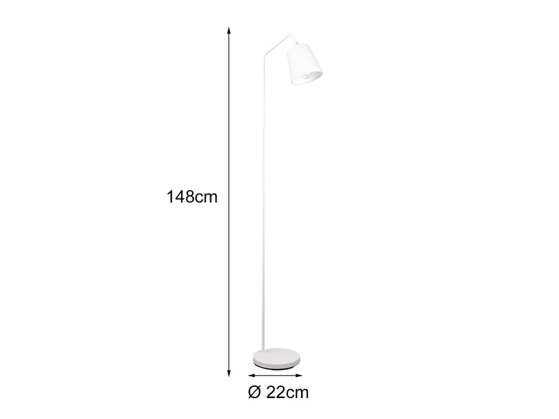 Stehleuchte BUDDY Spot schwenkbar, aus Metall & Stoffschirm in Weiß, Höhe 148cm