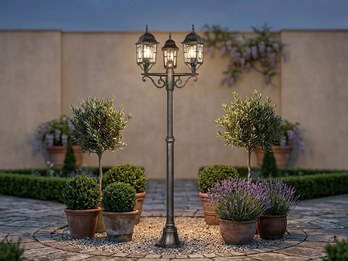 Straßenlaterne VOLTURNO 3-flammig Aluminium Rostoptik antik, E27, Höhe 200cm Straßenlaterne VOLTURNO 3-flammig Aluminium Rostoptik antik, E27, Höhe 200cm