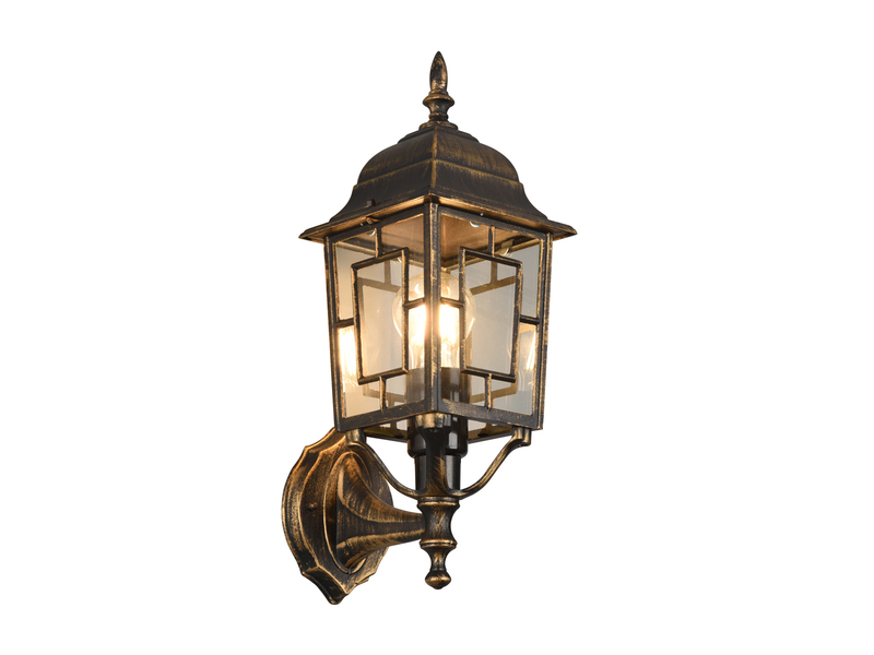 Antike Außenwandleuchte, Laterne stehend Rostoptik mit E27 LED, Höhe 41cm