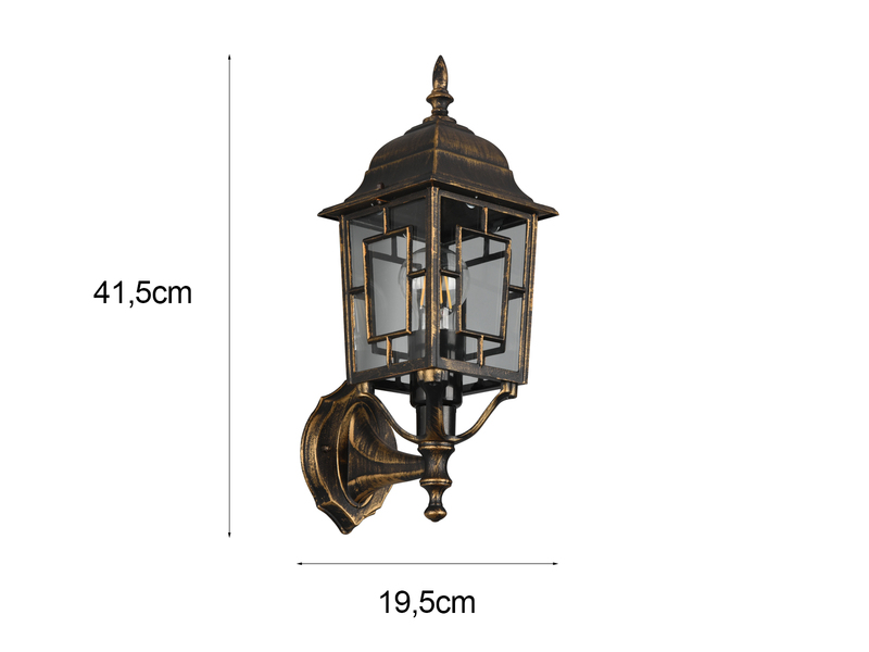 Antike Außenwandleuchte, Laterne stehend Rostoptik mit E27 LED, Höhe 41cm