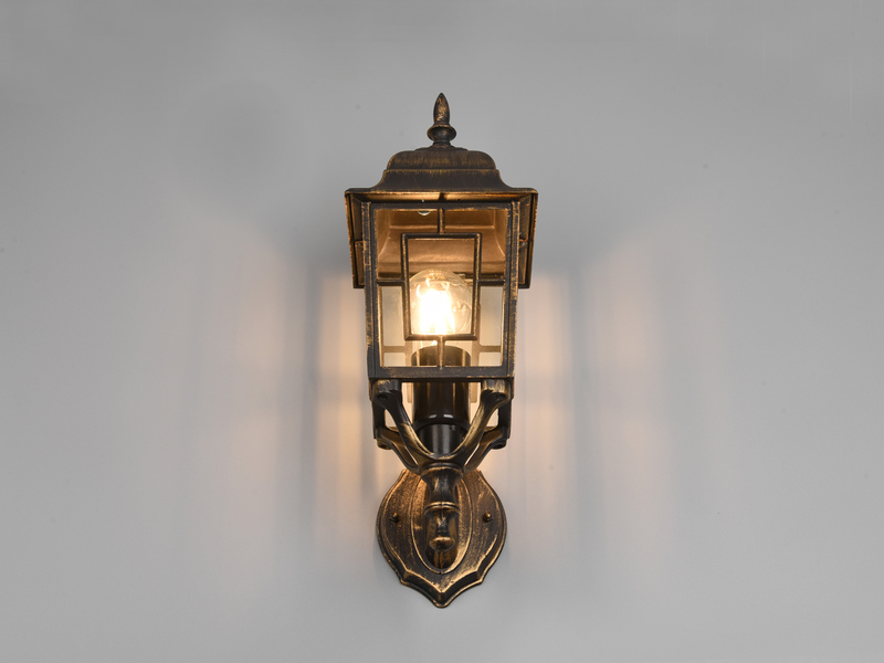 Antike Außenwandleuchte, Laterne stehend Rostoptik mit E27 LED, Höhe 41cm