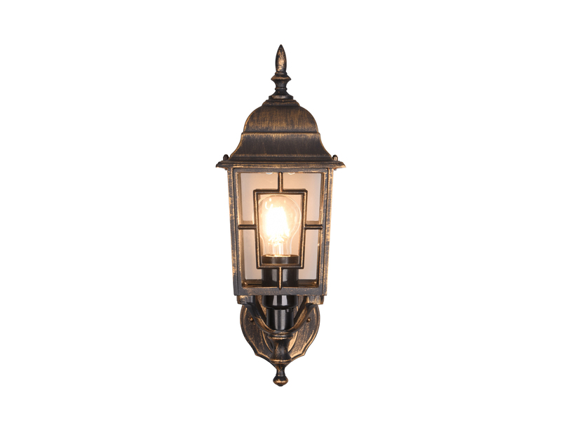 Antike Außenwandleuchte, Laterne stehend Rostoptik mit E27 LED, Höhe 41cm