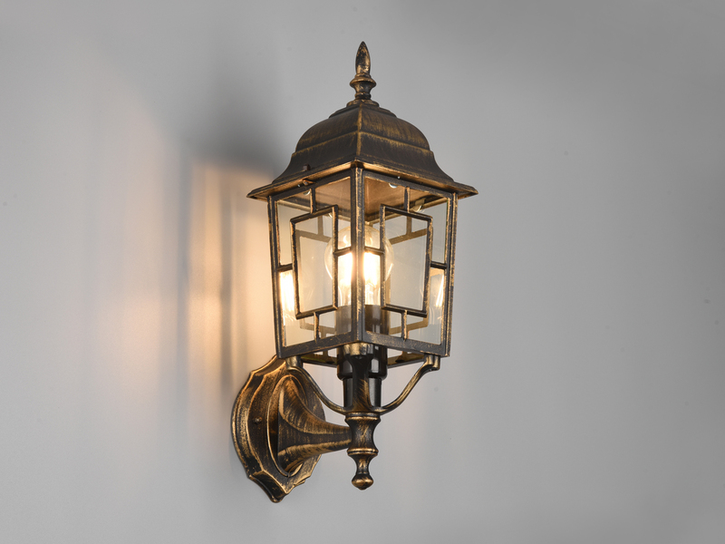 Antike Außenwandleuchte, Laterne stehend Rostoptik mit E27 LED, Höhe 41cm