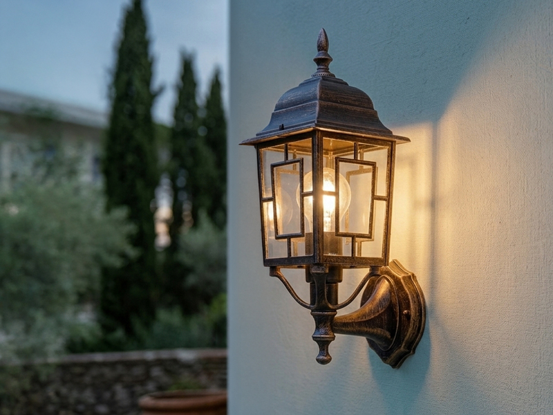 Antike Außenwandleuchte, Laterne stehend Rostoptik mit E27 LED, Höhe 41cm