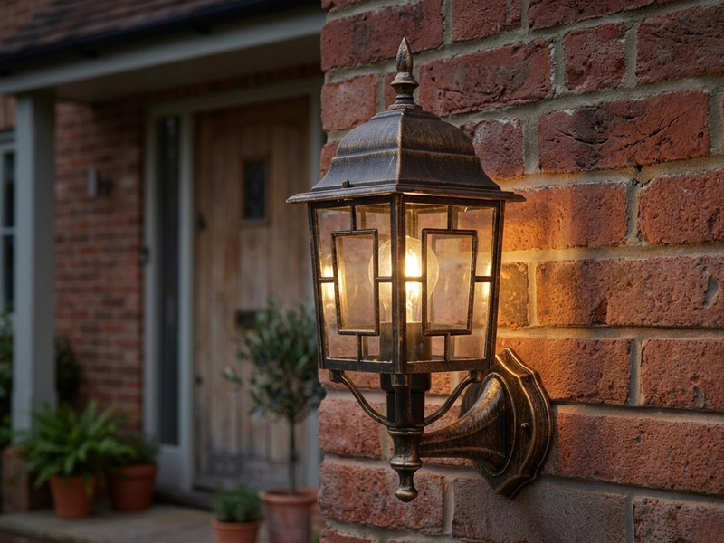 Antike Außenwandleuchte, Laterne stehend Rostoptik mit E27 LED, Höhe 41cm