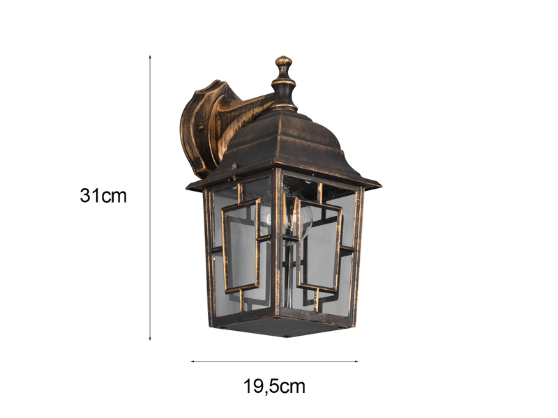 Antike Außenwandleuchte, Laterne hängend Rostoptik mit E27 LED, Höhe 30cm