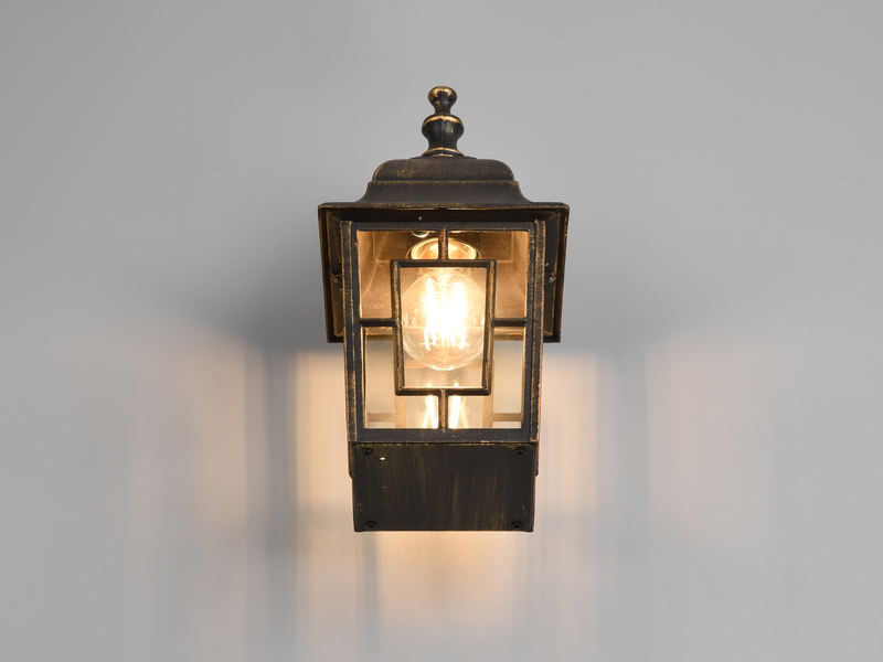Antike Außenwandleuchte, Laterne hängend Rostoptik mit E27 LED, Höhe 30cm