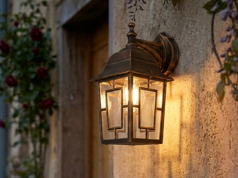 Antike Außenwandleuchte, Laterne hängend Rostoptik mit E27 LED, Höhe 30cm