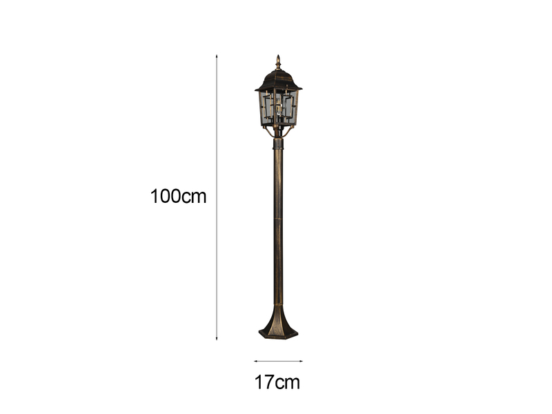 Antike Wegeleuchte aus Aluminium Rostoptik mit E27 LED, Höhe 100cm