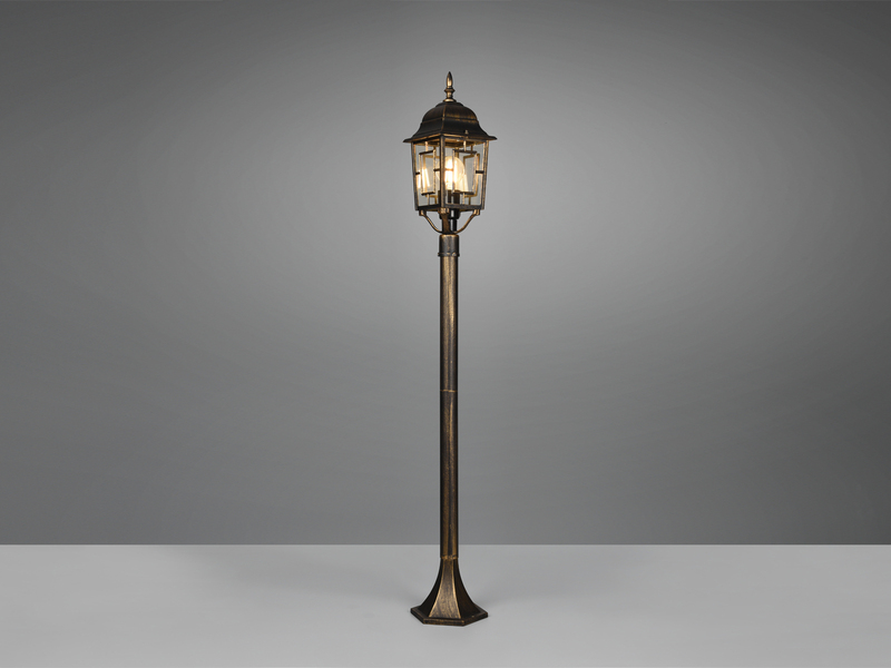 Antike Wegeleuchte aus Aluminium Rostoptik mit E27 LED, Höhe 100cm
