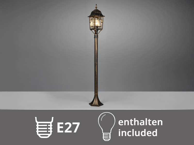 Antike Wegeleuchte aus Aluminium Rostoptik mit E27 LED, Höhe 100cm