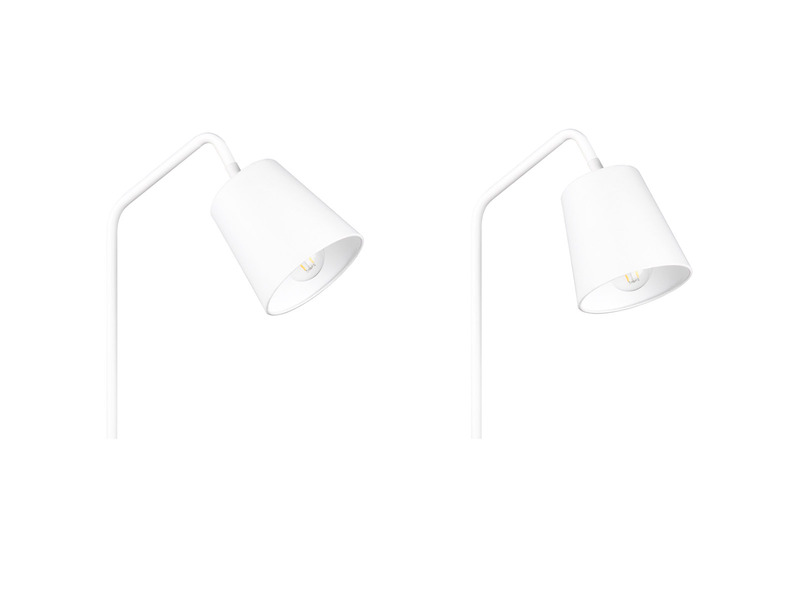 LED Tischleuchte Spot schwenkbar, aus Metall & Stoffschirm in Weiß, Höhe 45cm