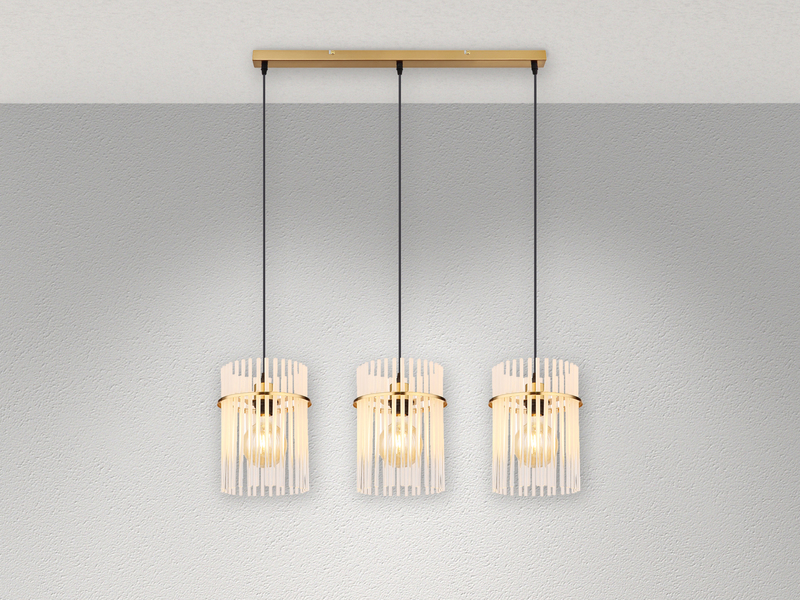 Pendelleuchte GORLEY 3-flammig mit transparenten Echtglas Stäben, Breite 80cm