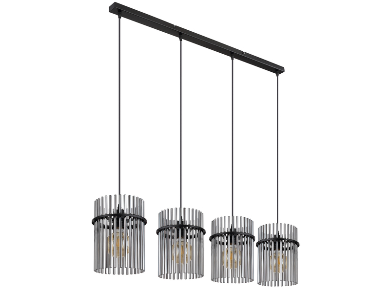 Pendelleuchte GORLEY 4-flammig mit Rauchglas Stäben, Breite 110cm