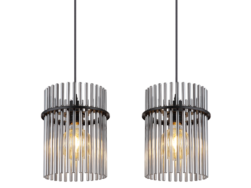 Pendelleuchte GORLEY 4-flammig mit Rauchglas Stäben, Breite 110cm