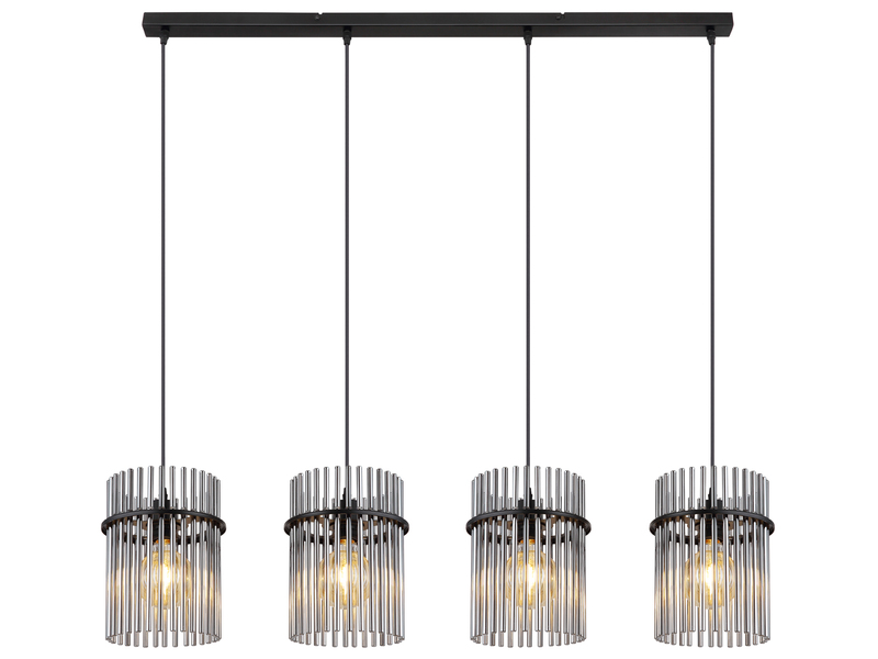 Pendelleuchte GORLEY 4-flammig mit Rauchglas Stäben, Breite 110cm