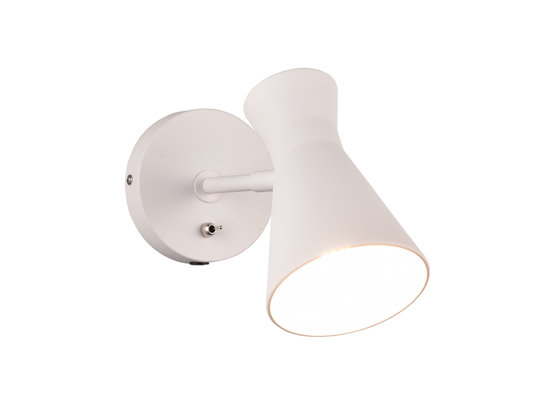 Wandstrahler ENZO Retro Weiß mit Schalter & Stecker, Breite 12cm